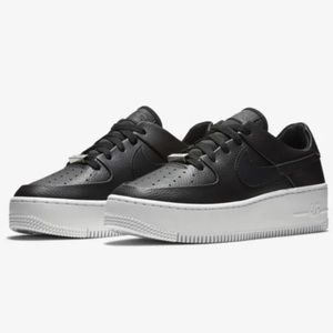 Nike Women’s Black Leather Platform Sneakers with White Sole